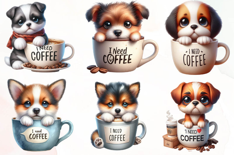 Dog Coffee Need Coffee Clipart Bundle - CraftNest - Digital Crafting and Art