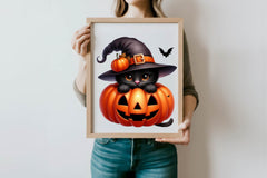Halloween Black Cat Pumpkin Clipart Bundle - CraftNest - Digital Crafting and Art