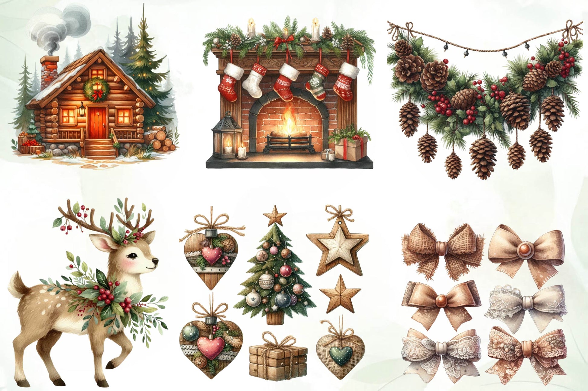 Warm Rustic Christmas Clipart Bundle - CraftNest - Digital Crafting and Art