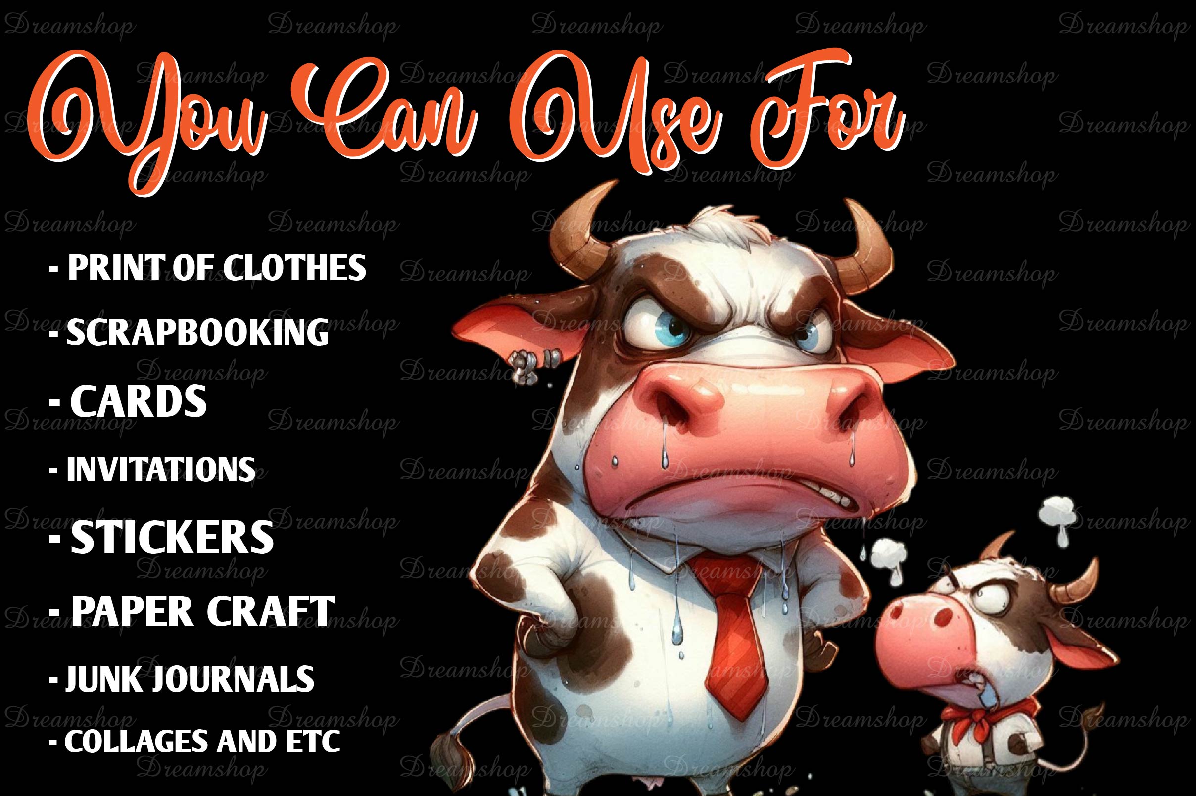 Crazy Funny Cow Clipart Bundle - CraftNest - Digital Crafting and Art