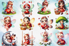 Ladybug Fairy Clipart Bundle 1 - CraftNest - Digital Crafting and Art