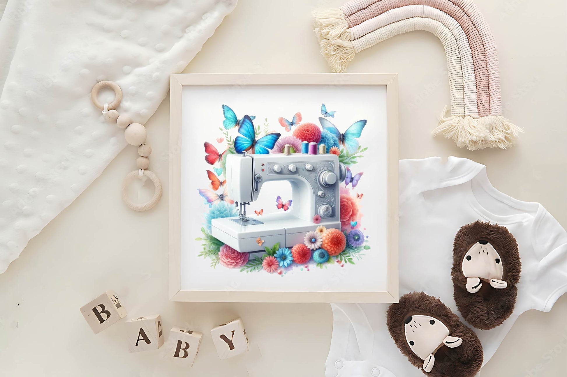 Pastel Sewing Machine Butterfly Clipart Bundle - CraftNest - Digital Crafting and Art