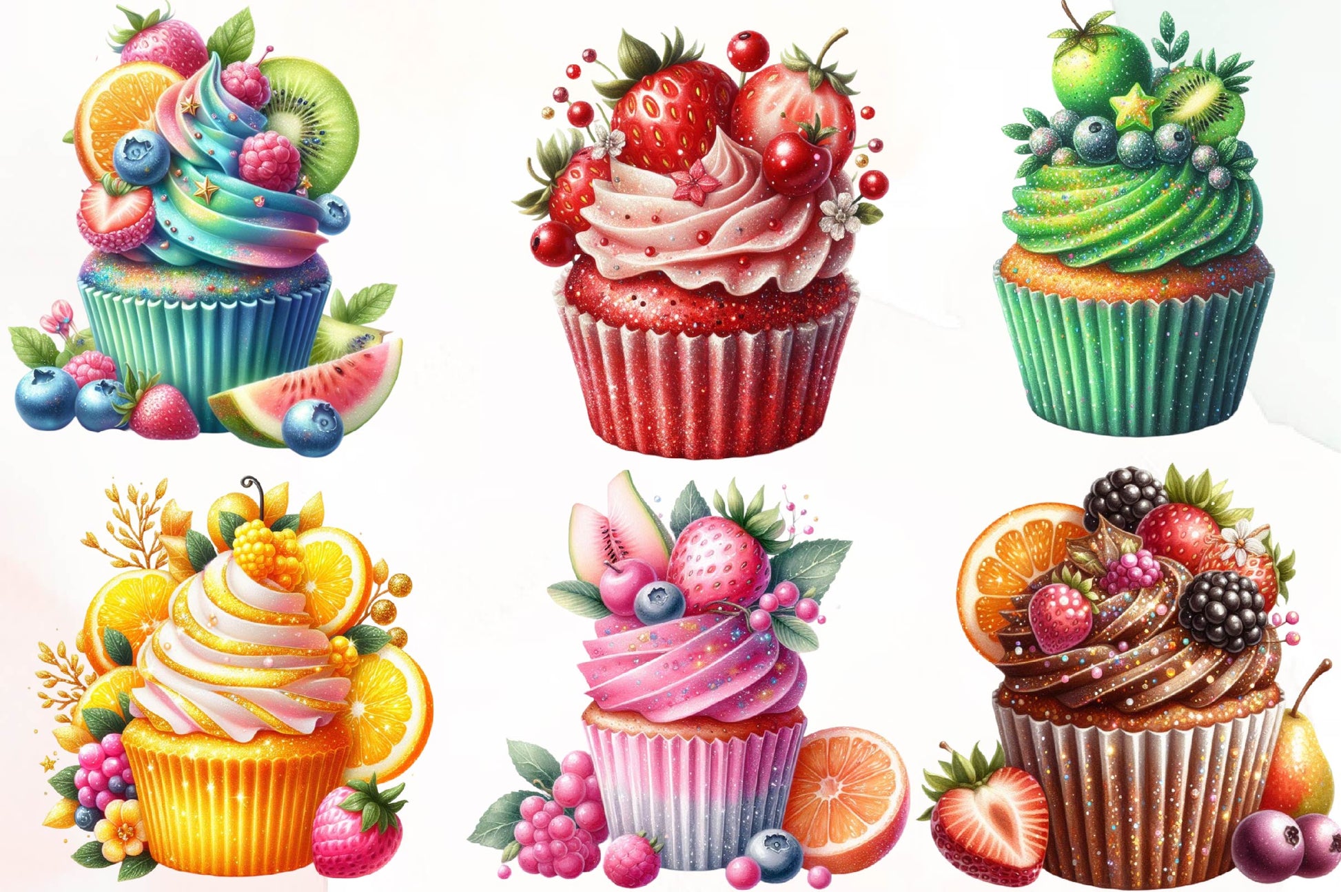 Cupcake Fruits Cupcakes Clipart Bundle - CraftNest - Digital Crafting and Art