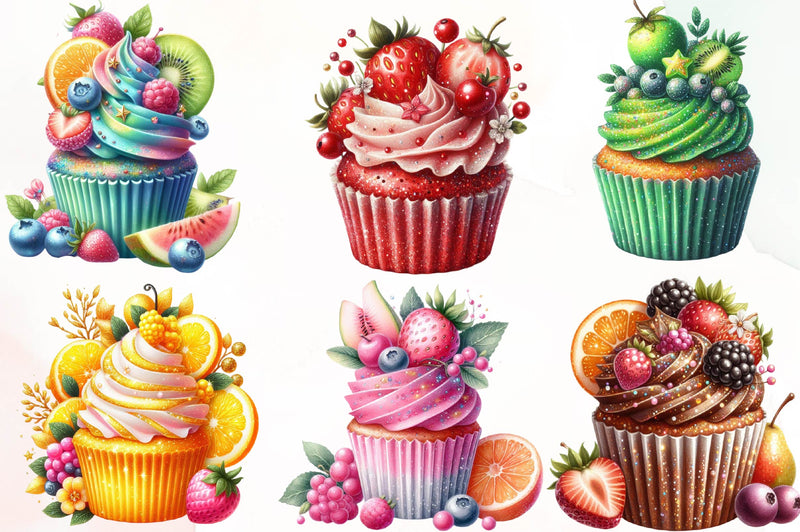 Cupcake Fruits Cupcakes Clipart Bundle - CraftNest - Digital Crafting and Art