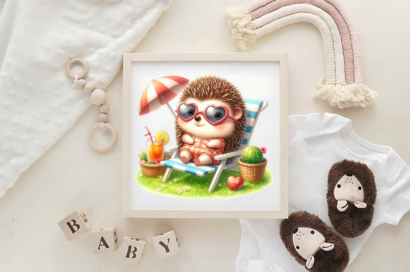 Cute Summer Hedgehog Clipart Bundle - CraftNest - Digital Crafting and Art