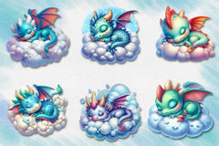 Dragons Cute Sleeping Dragons Clipart Bundle - CraftNest - Digital Crafting and Art