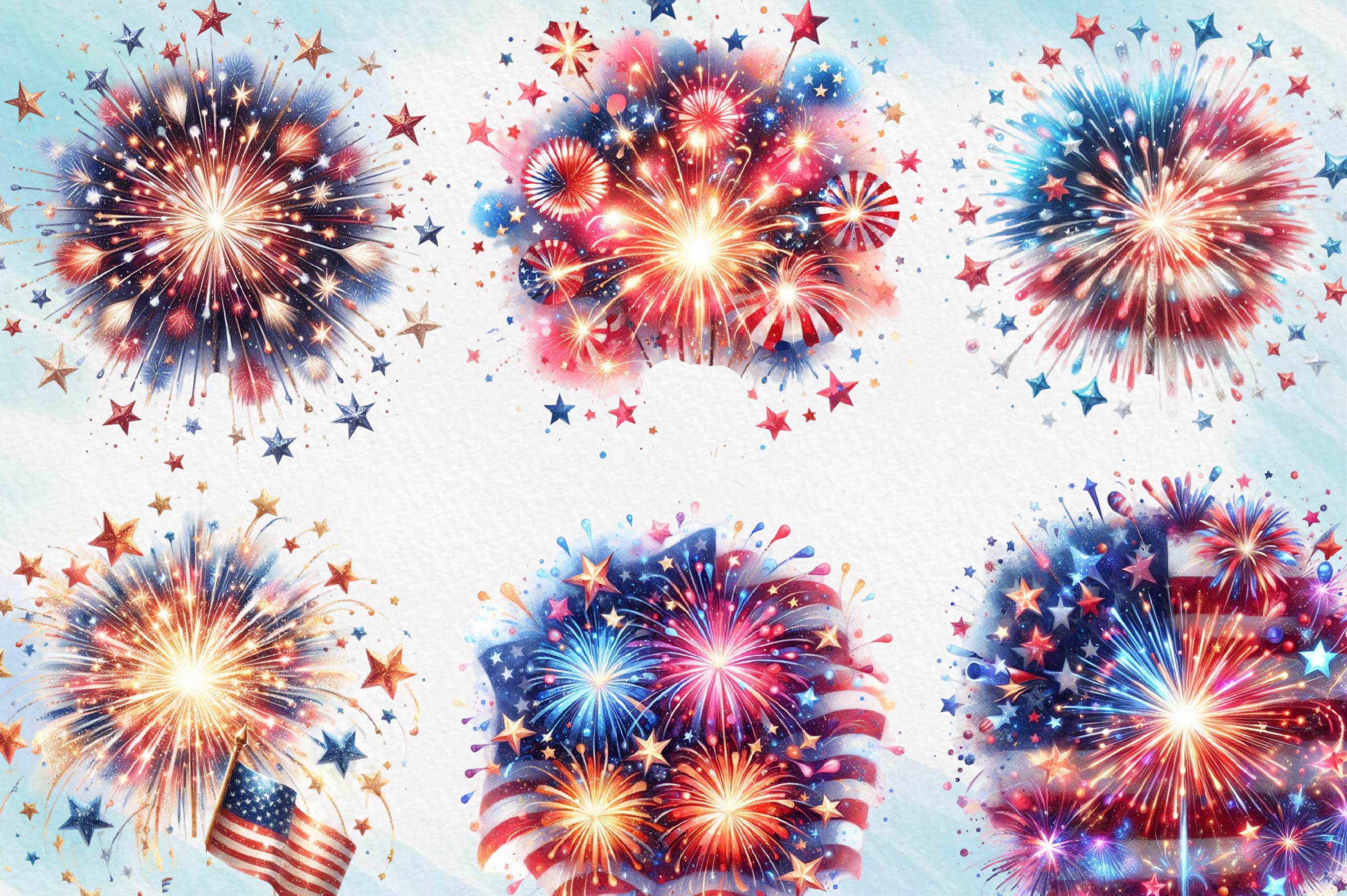 4th Of July Fireworks Clipart Bundle - CraftNest - Digital Crafting and Art