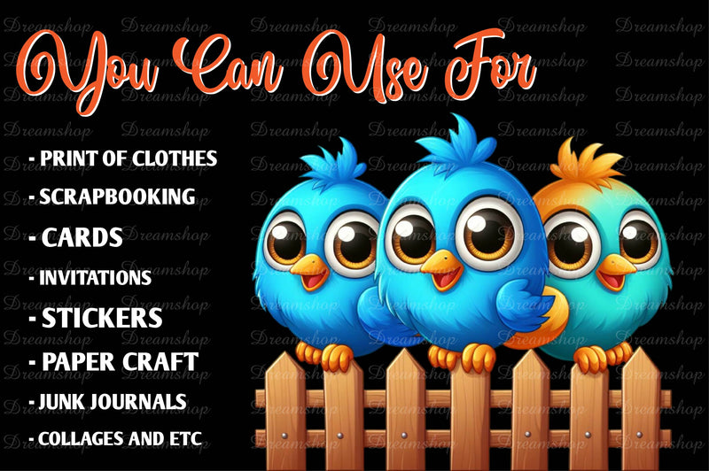 Funny Birds On Fence Clipart Bundle - CraftNest - Digital Crafting and Art