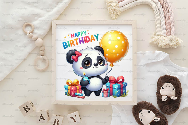 Panda Birthday Clipart Bundle - CraftNest - Digital Crafting and Art