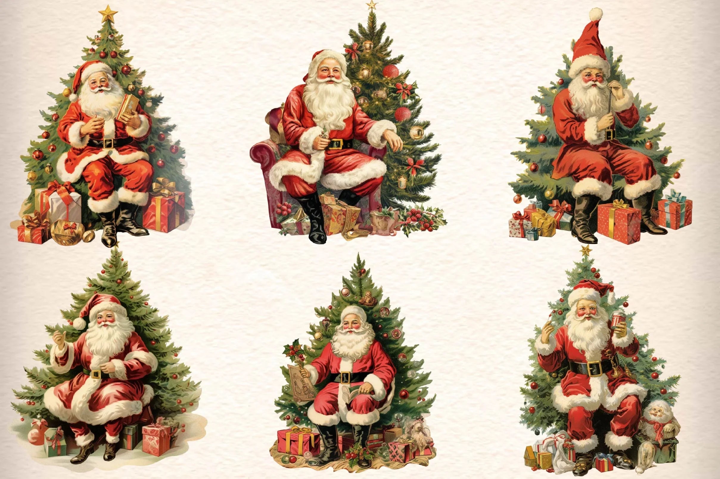 Vintage Christmas Santa Clipart Bundle 3 - CraftNest - Digital Crafting and Art
