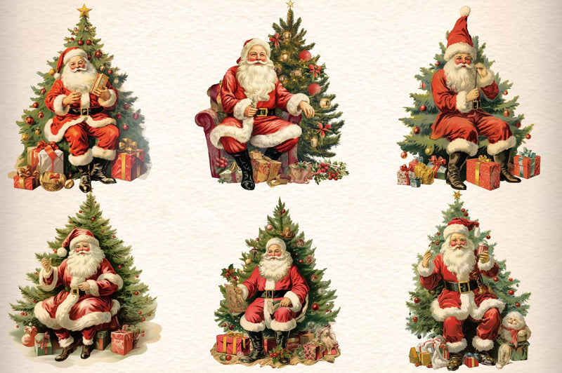 Vintage Christmas Santa Clipart Bundle 3 - CraftNest - Digital Crafting and Art