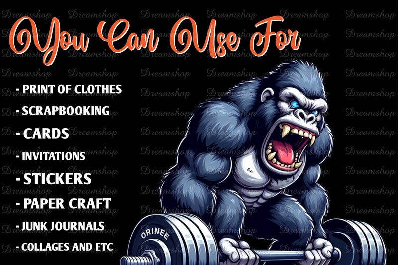 Heavy Weightlifting Gorilla Clipart Bundle - CraftNest - Digital Crafting and Art