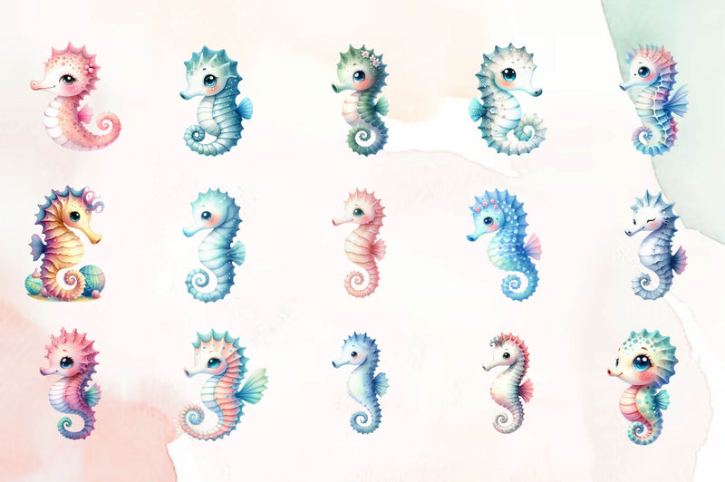 Fantasy Seahorse Clipart Bundle - CraftNest - Digital Crafting and Art