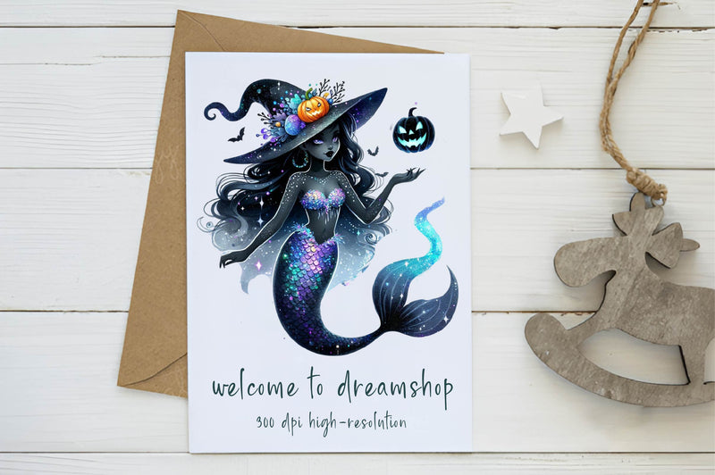 Halloween Mystical Mermaid Girl Clipart Bundle - CraftNest - Digital Crafting and Art