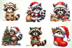 Funny Christmas Raccoon Clipart Bundle - CraftNest - Digital Crafting and Art