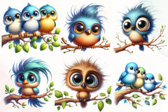 Funny Birds On Branch Clipart Bundle - CraftNest - Digital Crafting and Art