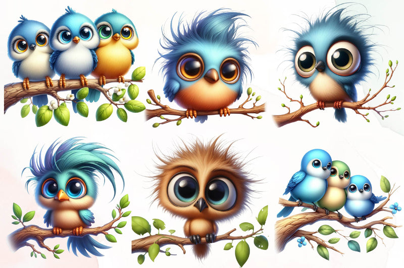 Funny Birds On Branch Clipart Bundle - CraftNest - Digital Crafting and Art