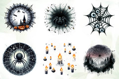 Black Cobweb Frame Halloween Spider Web Clipart Bundle - CraftNest - Digital Crafting and Art