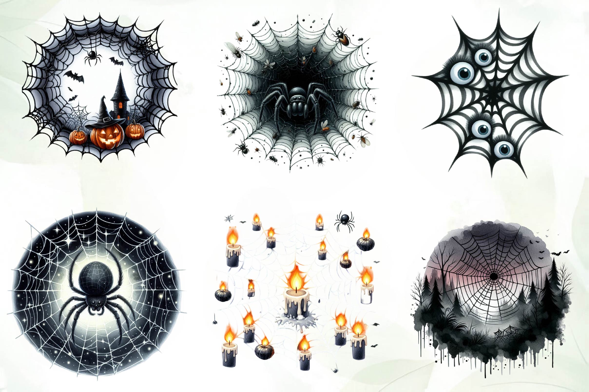 Black Cobweb Frame Halloween Spider Web Clipart Bundle - CraftNest - Digital Crafting and Art