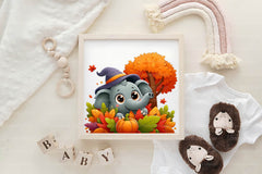 Cute Autumn Elephant Clipart Bundle - CraftNest - Digital Crafting and Art