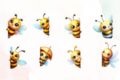 Bees Peeking Around Corner Clipart Bundle - CraftNest - Digital Crafting and Art
