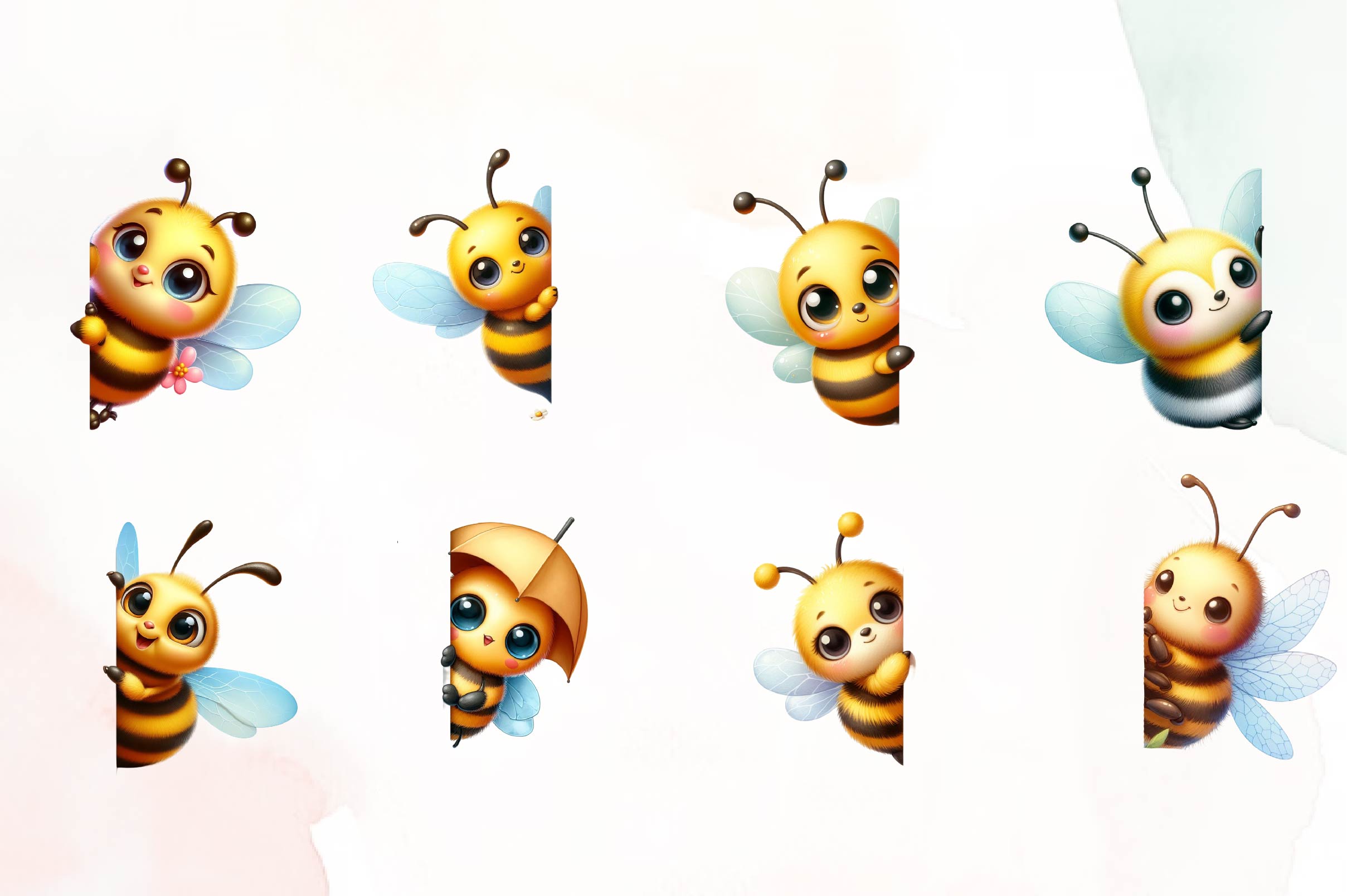 Bees Peeking Around Corner Clipart Bundle - CraftNest - Digital Crafting and Art