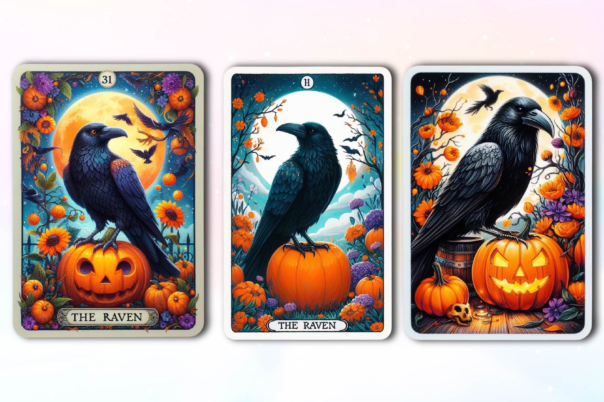 Halloween Raven Bird Tarot Card Clipart Bundle - CraftNest - Digital Crafting and Art