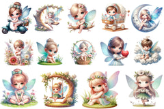 Cute Baby Fairies Clipart Bundle - CraftNest - Digital Crafting and Art