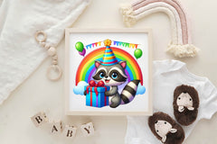 Cute Birthday Raccoons Set Clipart Bundle - CraftNest - Digital Crafting and Art