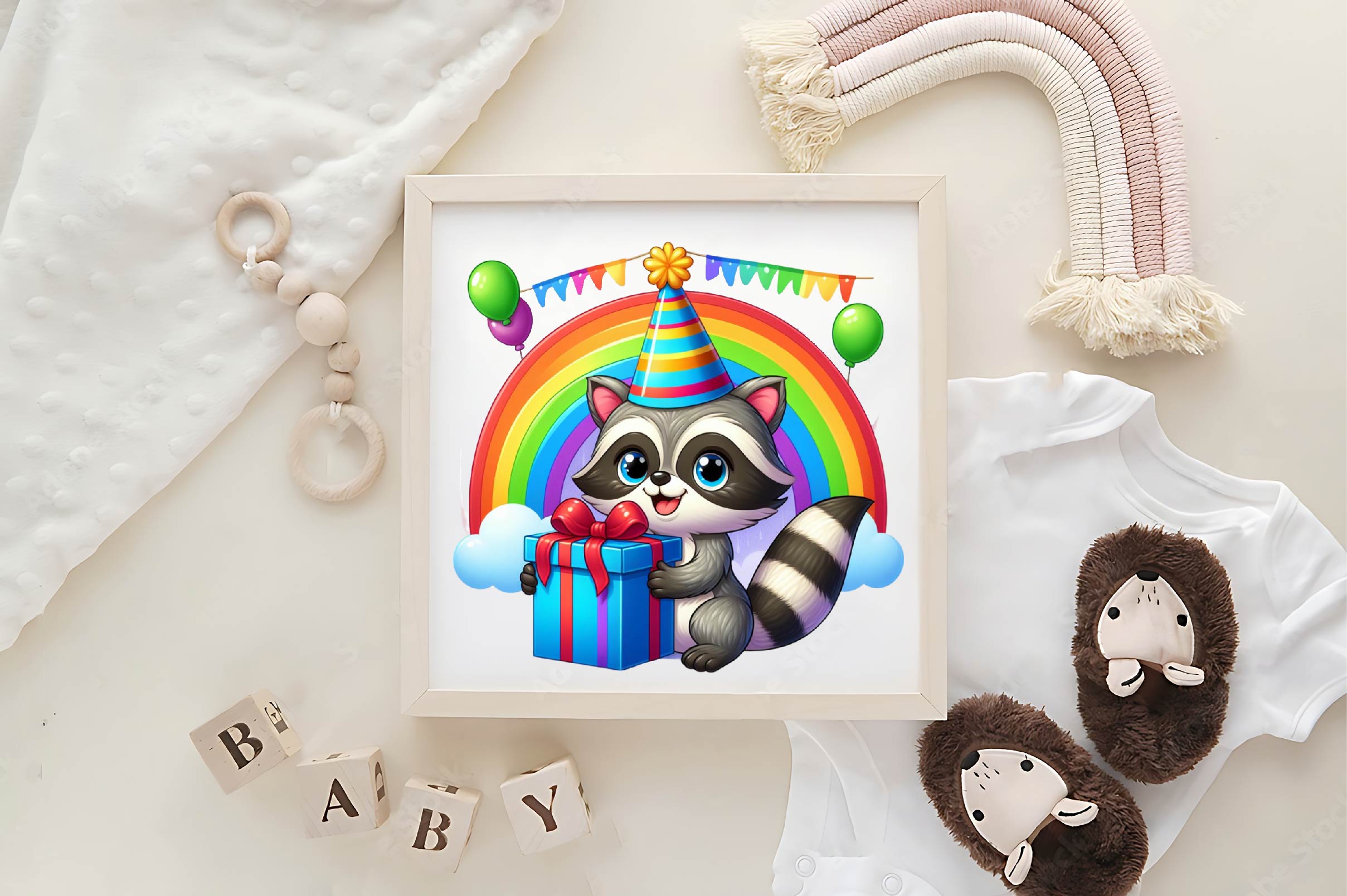 Cute Birthday Raccoons Set Clipart Bundle - CraftNest - Digital Crafting and Art