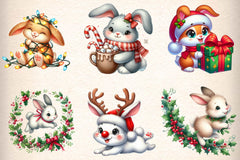 Christmas Bunnies Clipart Bundle - CraftNest - Digital Crafting and Art