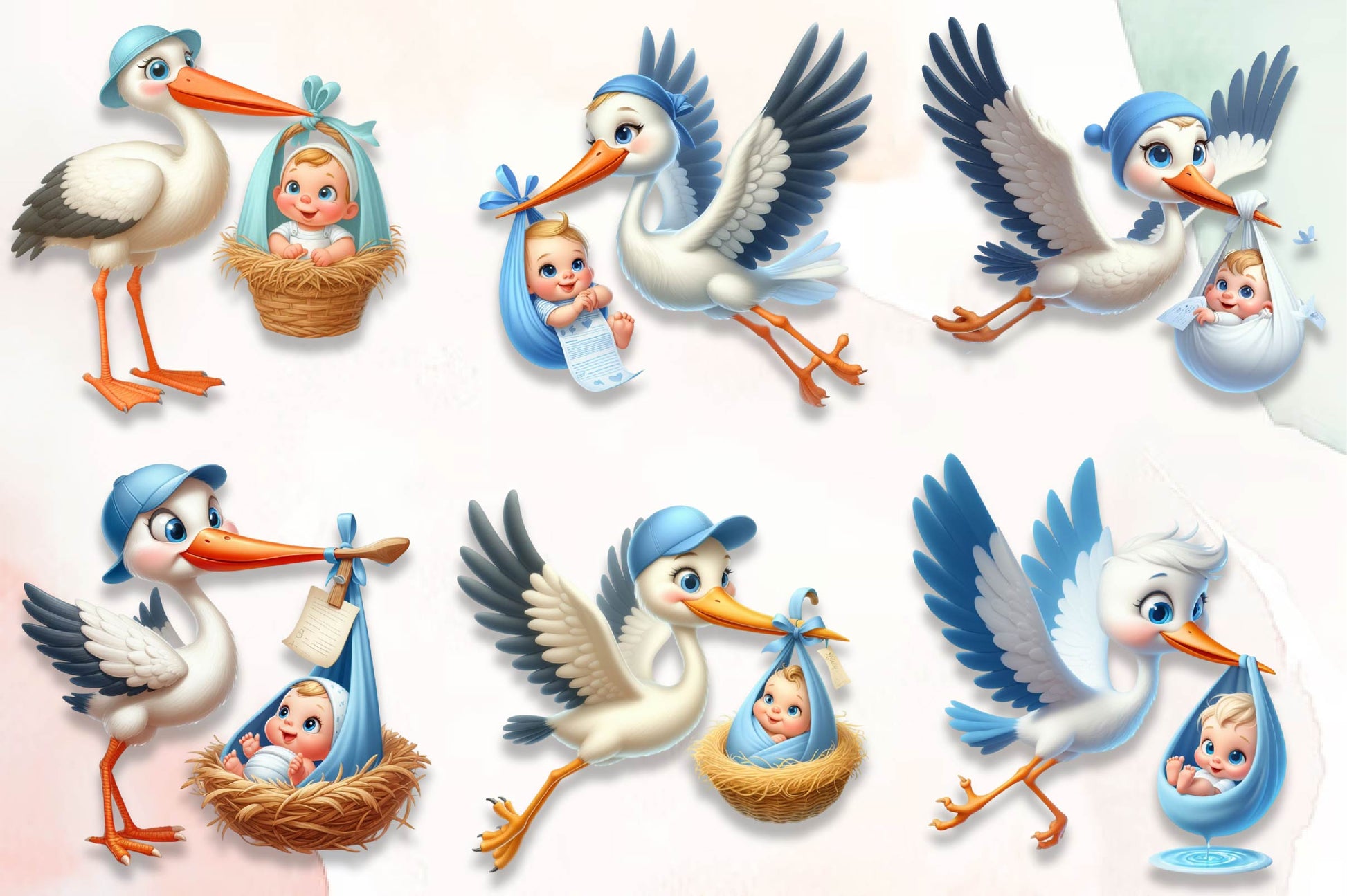 Stork And Baby Clipart Bundle - CraftNest - Digital Crafting and Art