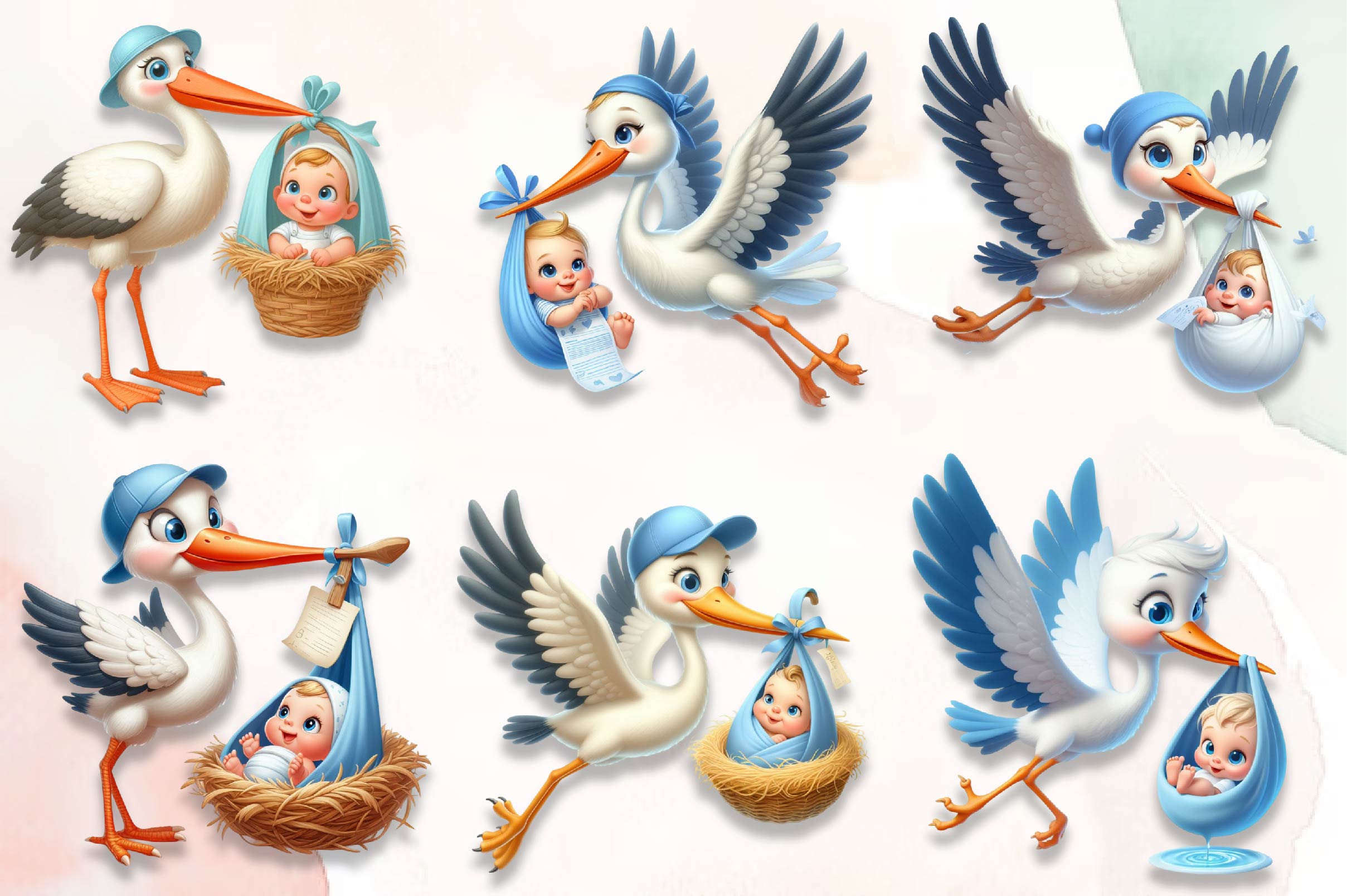 Stork And Baby Clipart Bundle - CraftNest - Digital Crafting and Art