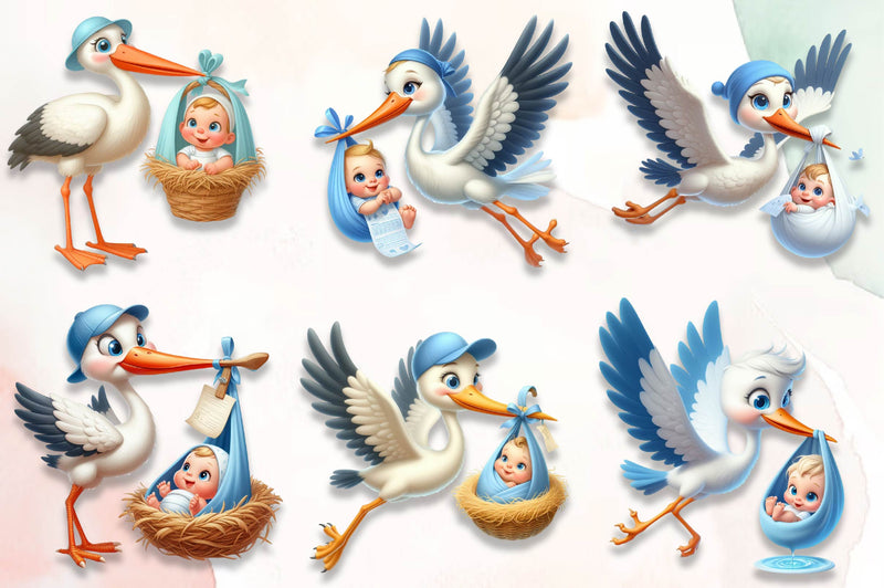 Stork And Baby Clipart Bundle - CraftNest - Digital Crafting and Art