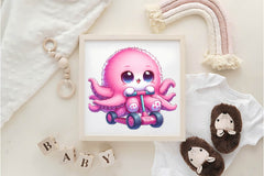 Cute Animals In Pink Scooter Clipart Bundle - CraftNest - Digital Crafting and Art