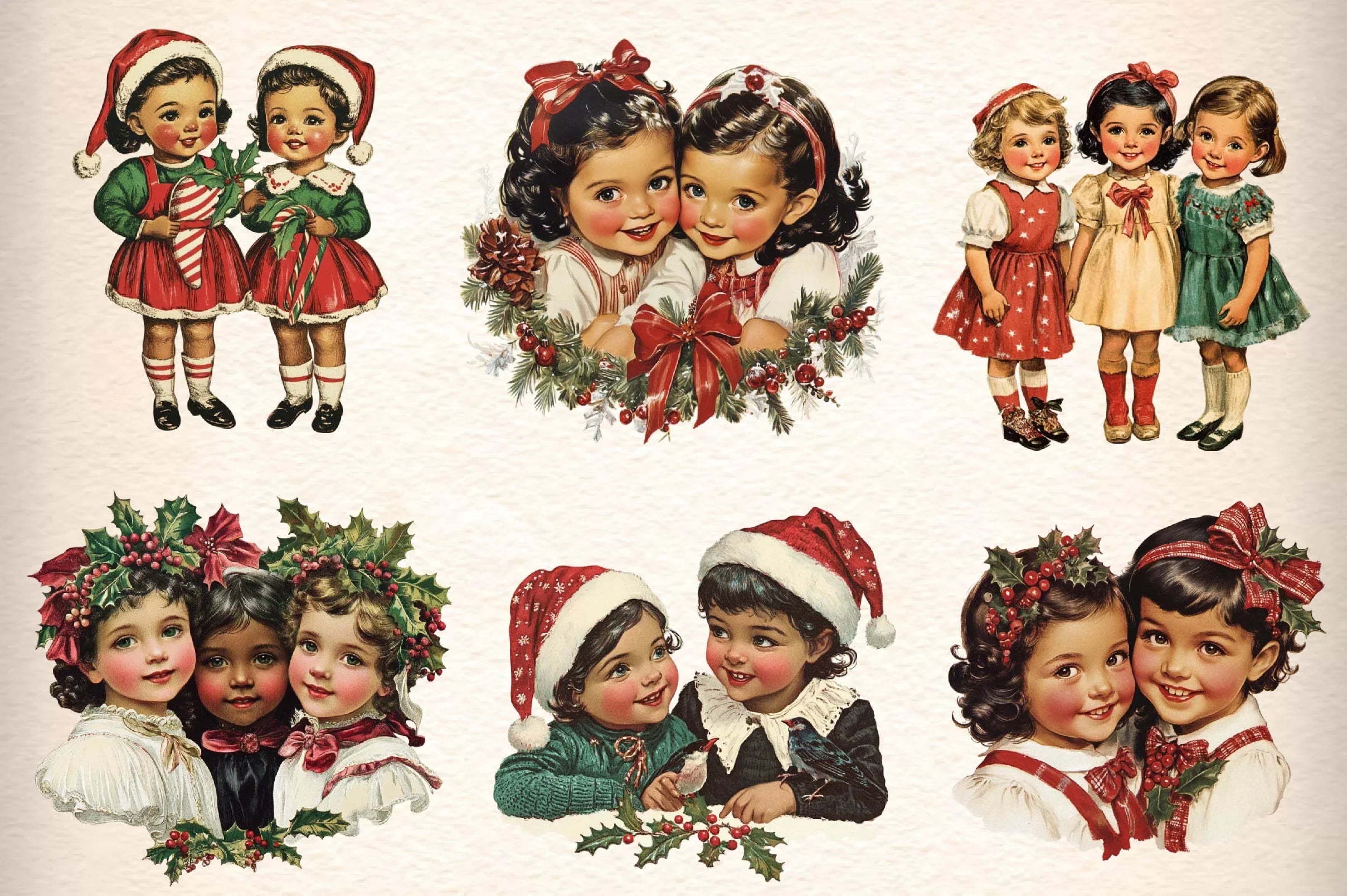 Vintage Christmas Card Clipart Bundle - CraftNest - Digital Crafting and Art