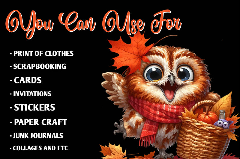 Autumn Funny Tawny Owl Clipart Bundle - CraftNest - Digital Crafting and Art
