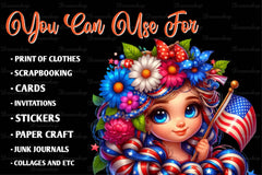 Patriot Girl Face Clipart Bundle - CraftNest - Digital Crafting and Art
