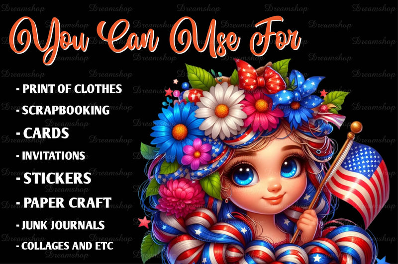 Patriot Girl Face Clipart Bundle - CraftNest - Digital Crafting and Art