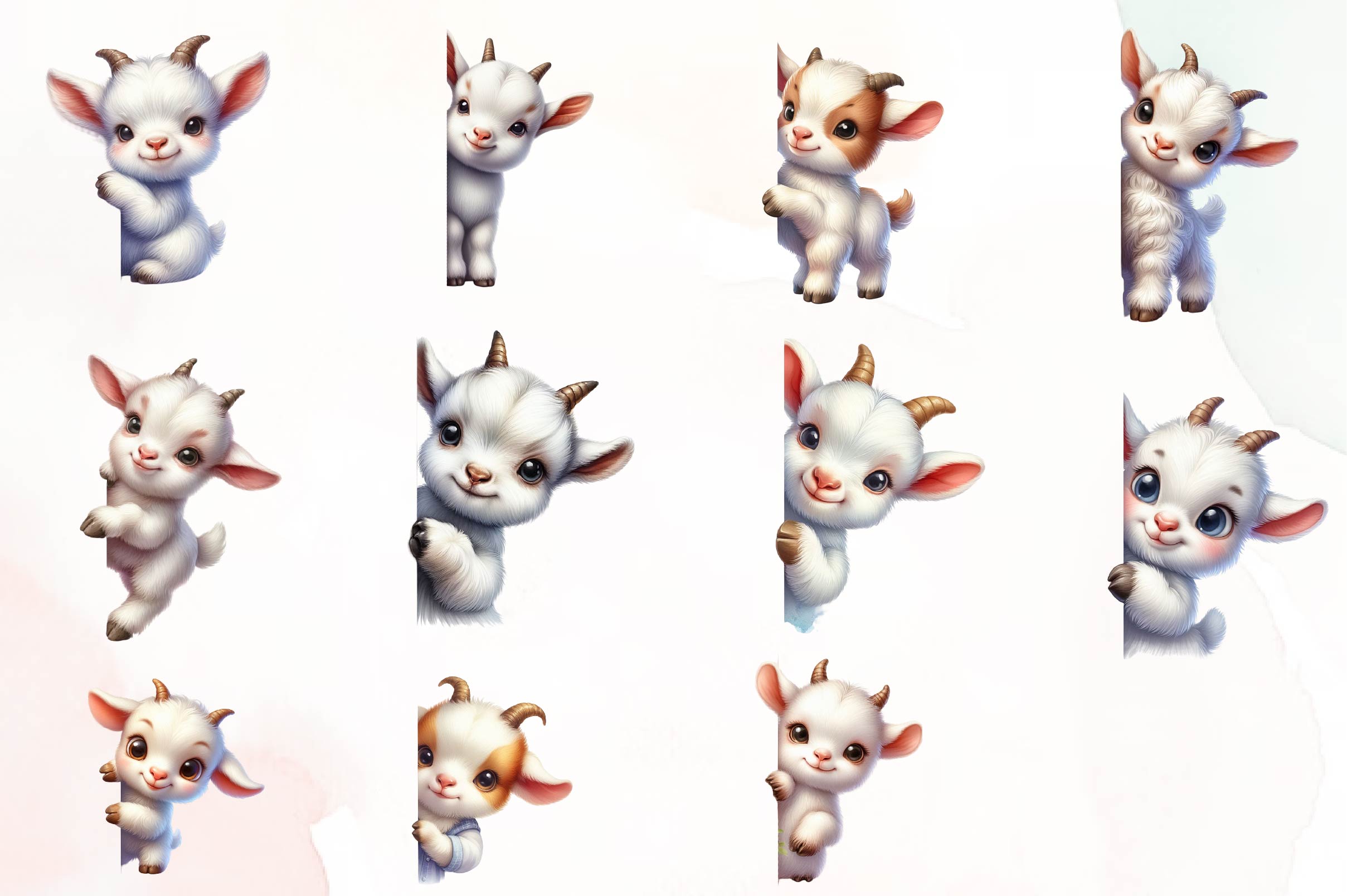 Goat Peeking Around Corner Clipart Bundle - CraftNest - Digital Crafting and Art