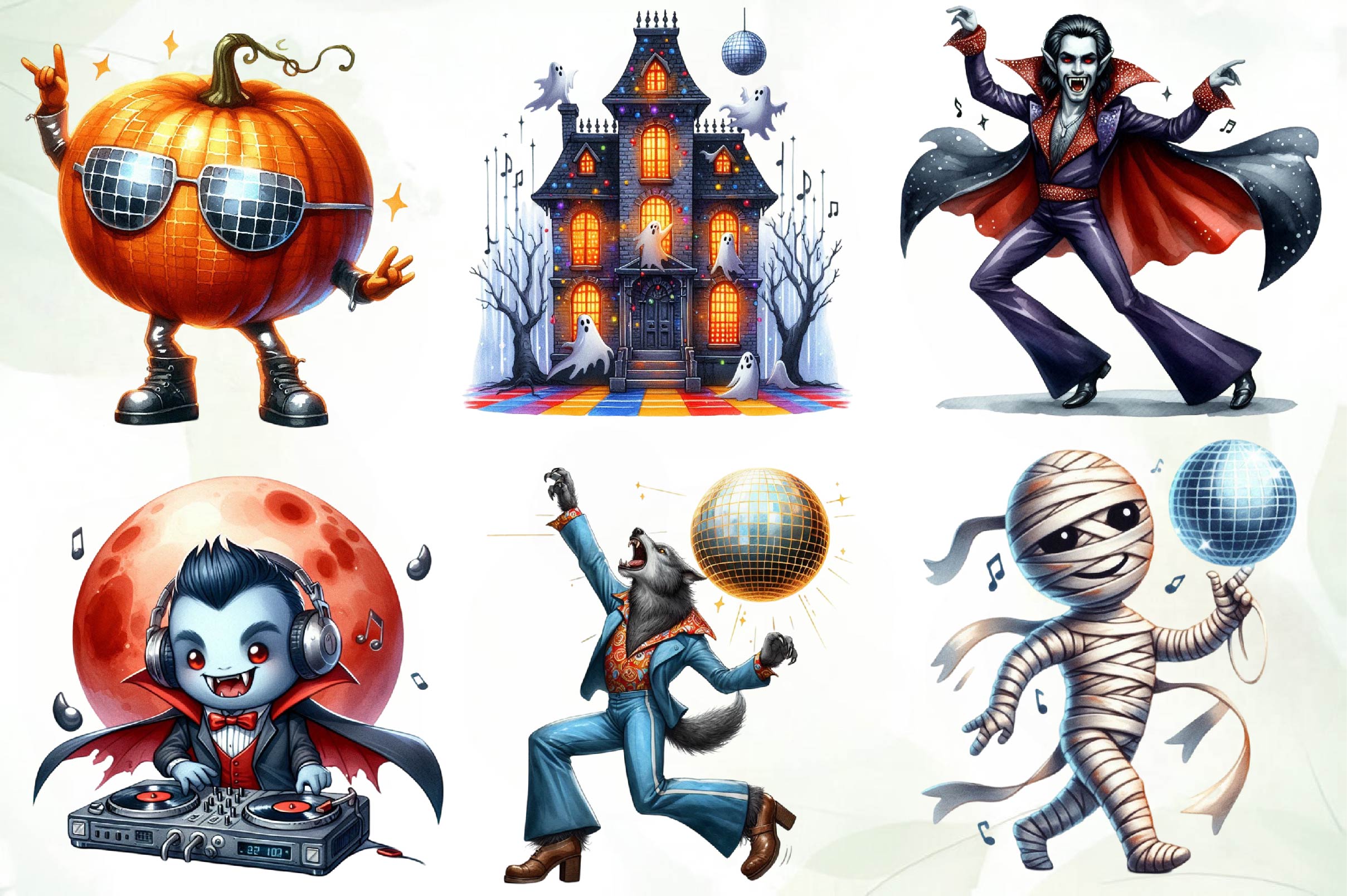 Disco Halloween Clipart Bundle 1 - CraftNest - Digital Crafting and Art