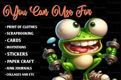 Cute Frog Funny Frog Clipart Bundle - CraftNest - Digital Crafting and Art