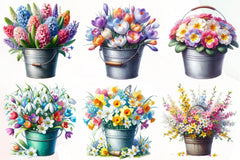 Spring Flower Bucket Clipart Bundle - CraftNest - Digital Crafting and Art