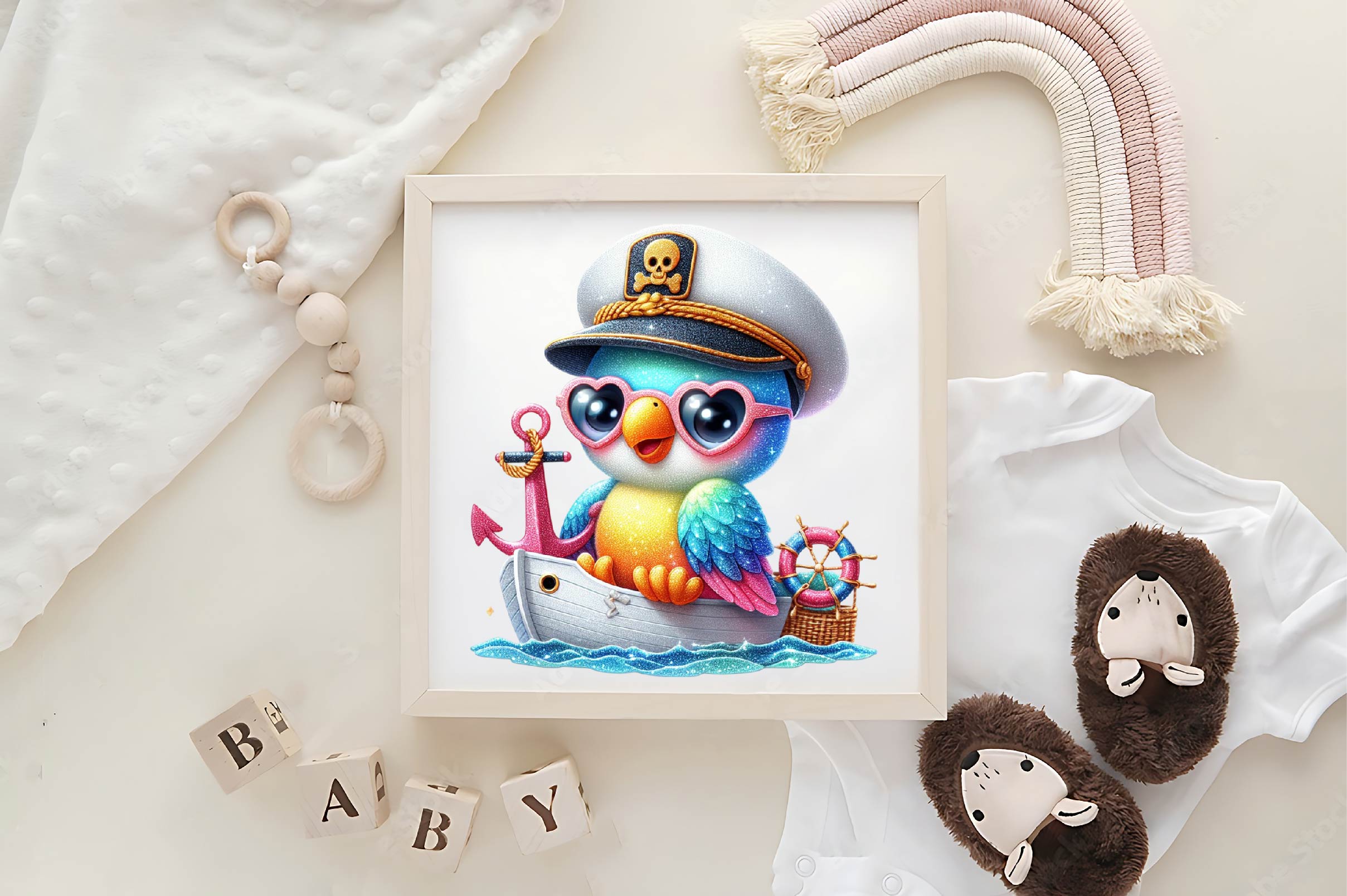 Nautical Parrot Captain Illustration Clipart Bundle - CraftNest - Digital Crafting and Art