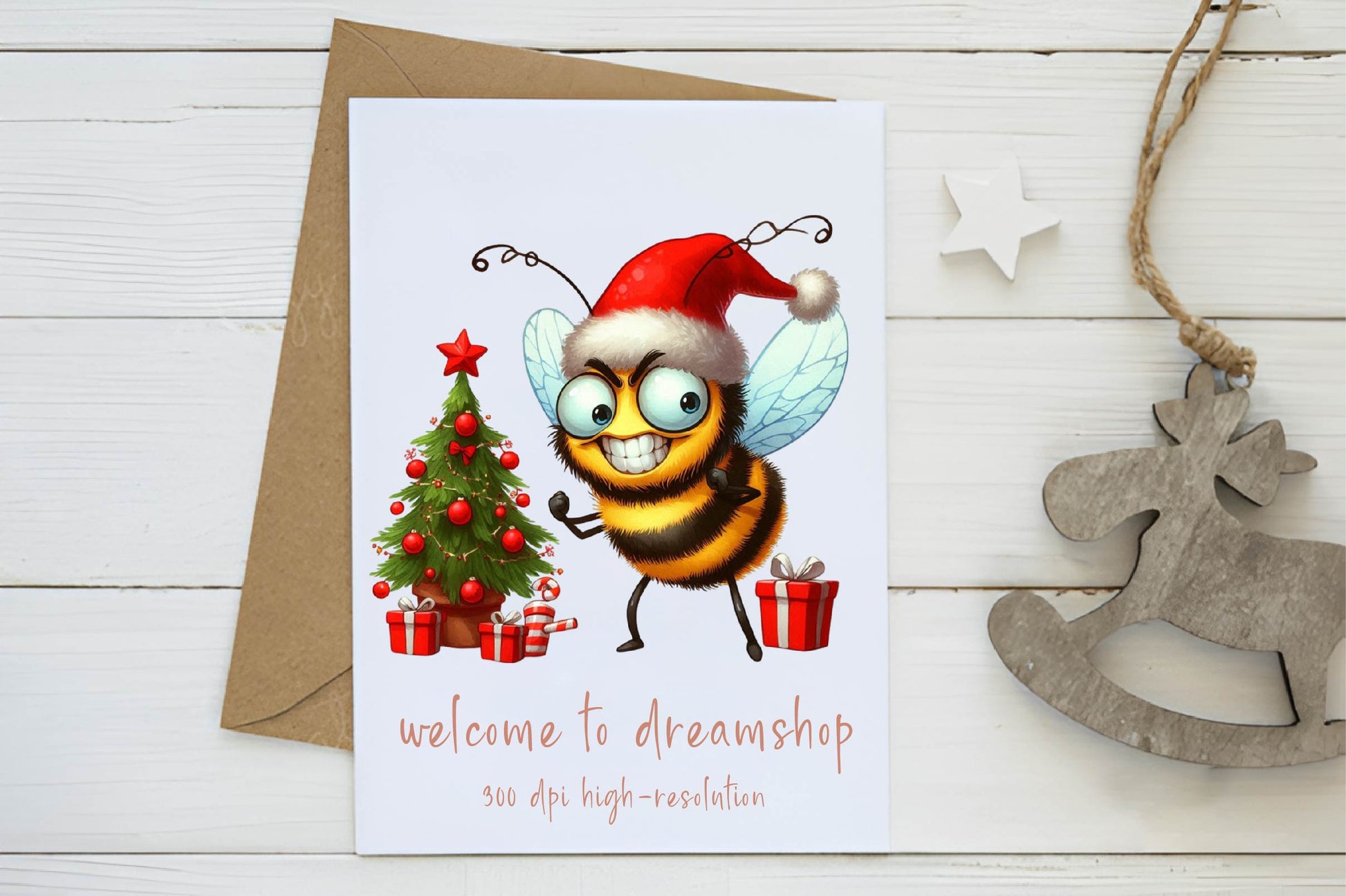 Christmas Funny Bee Clipart Bundle - CraftNest - Digital Crafting and Art