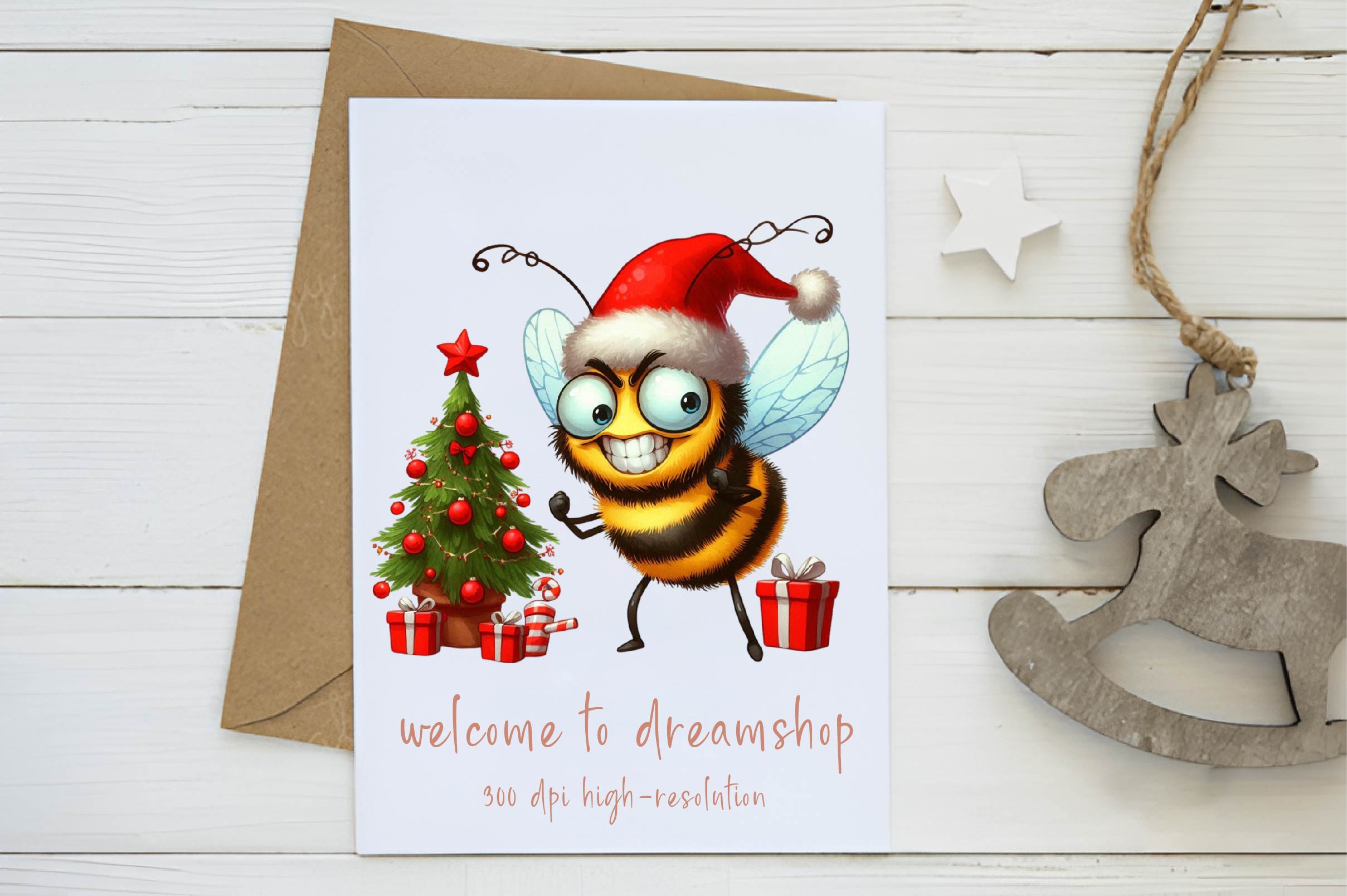 Christmas Funny Bee Clipart Bundle - CraftNest - Digital Crafting and Art