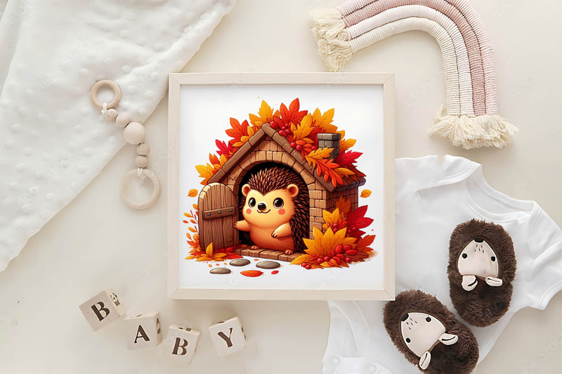 Autumn Hedgehog With House Clipart Bundle - CraftNest - Digital Crafting and Art