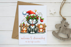 Christmas Cat On Fence Clipart Bundle - CraftNest - Digital Crafting and Art