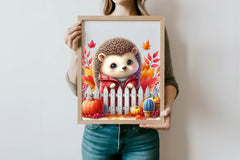 Autumn Cute Hedgehog Clipart Bundle - CraftNest - Digital Crafting and Art