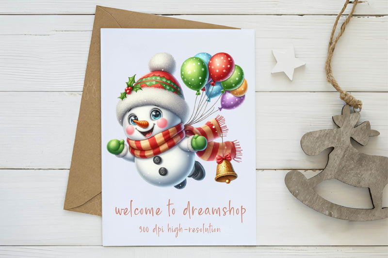 Christmas Balloon Snowman Clipart Bundle - CraftNest - Digital Crafting and Art